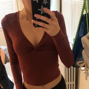 Twist Front Long Sleeve Shirt